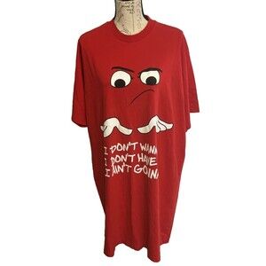 Vintage 90s Vanity Fair Single Stitch Sleeve Funny Graphic Sleep Shirt Red 100%